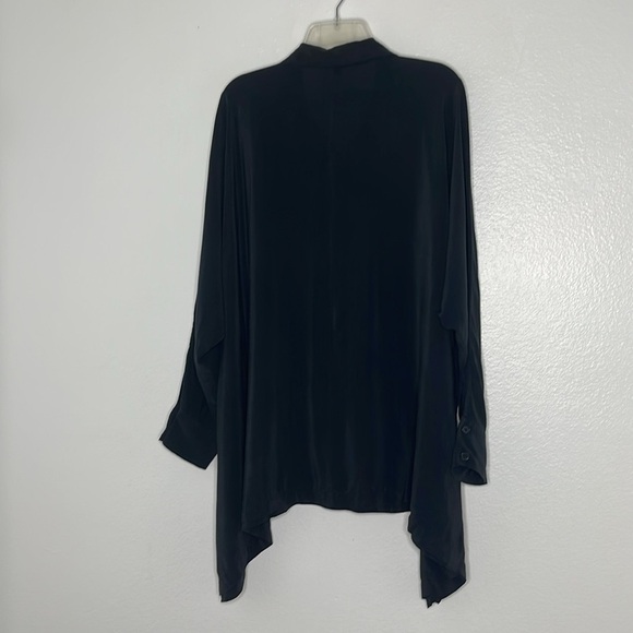 EILEEN FISHER Oversized 100% Silk Popover Tunic Collard Blouse Black Size Large - Picture 6 of 7